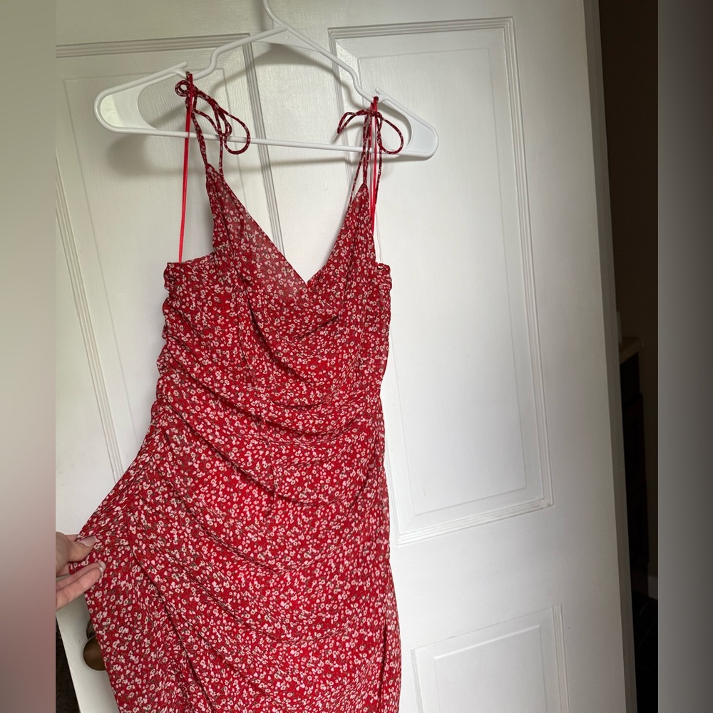 Vici Red Floral Midi Dress